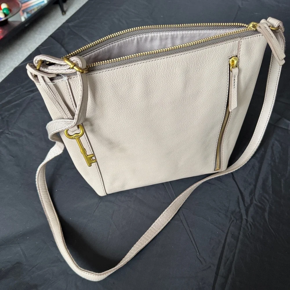CK Signature Monogram Cream Crossbody Bag - Picture 3 of 5